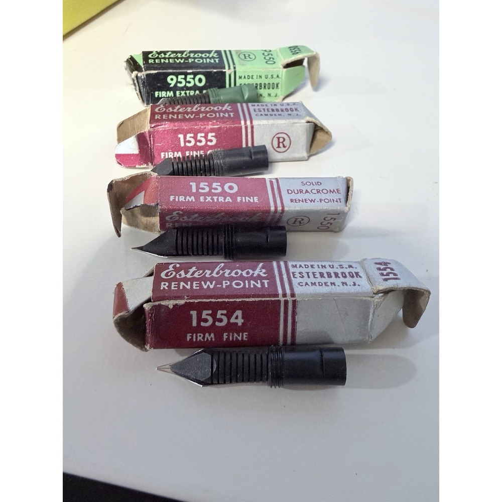 Vintage Esterbrook Renew-Point Nibs Lot Of - 1550, 1554, 1555, 9550 Firm Fine Ex